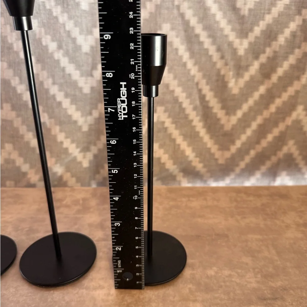 Black Metal Tapered Candle Holders Set of 3 - Sleek Modern Home Accent
